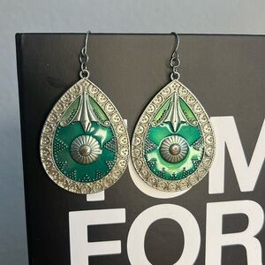 Green Teardrop Earrings